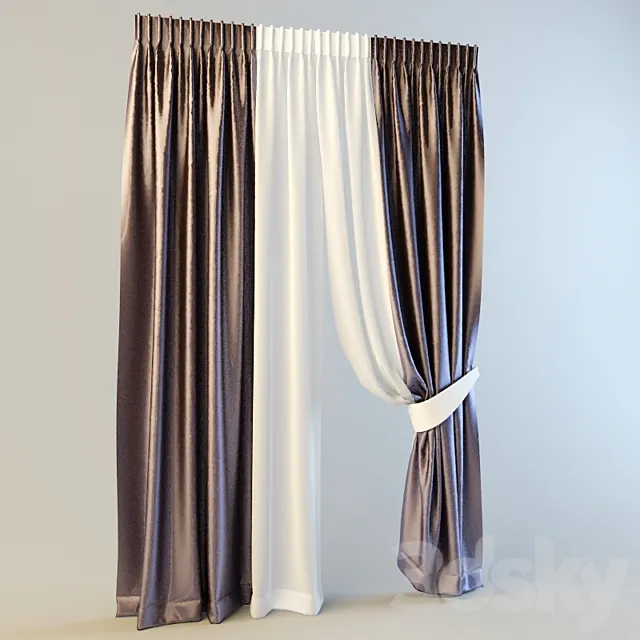 combined with tulle curtains 3DModel