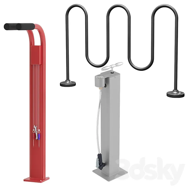 Commercial Bike Rack (Set 3) 3DModel