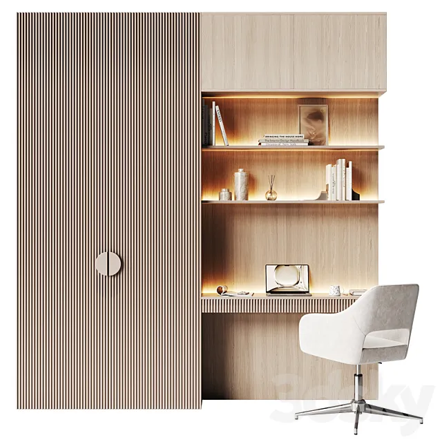 Compact workplace area with embossed panels Free Download