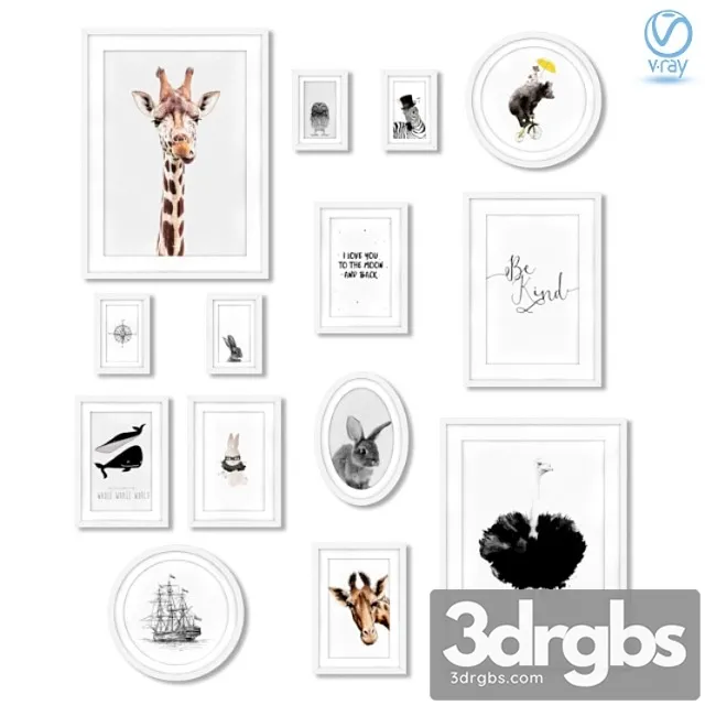 Composition from the posters for the design of the children& 3D Model Free