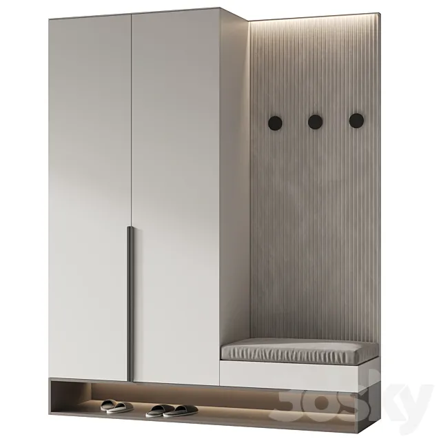 Composition of furniture in the hallway with filling 03 3D Model