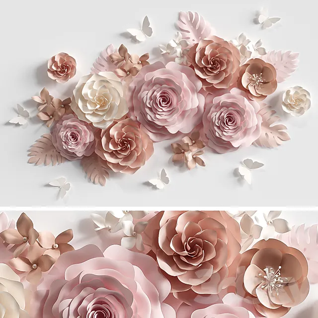 Composition of paper flowers Free Download