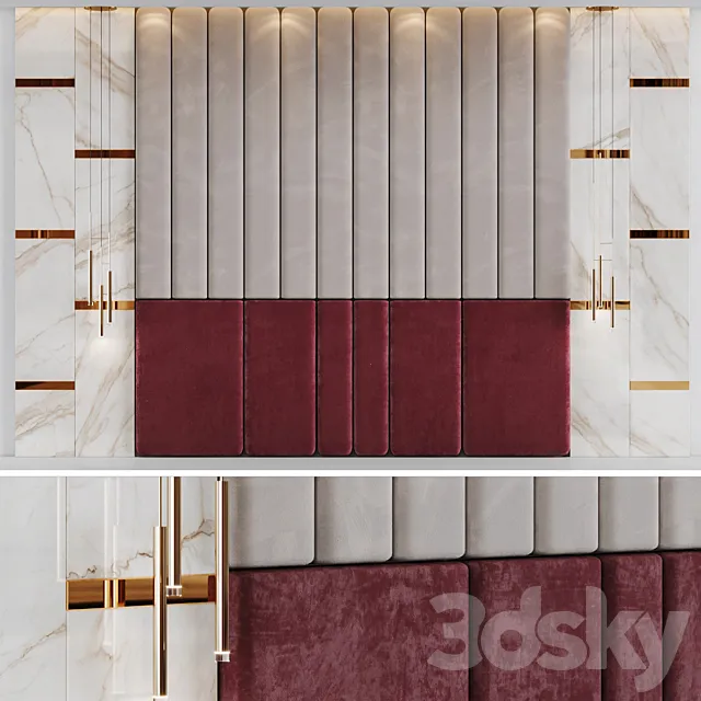 Composition of the design of the headboard in the bedroom with decor 3D Model