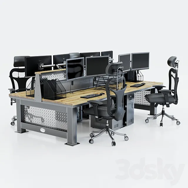 Computer desk for 4 workplaces Free Download