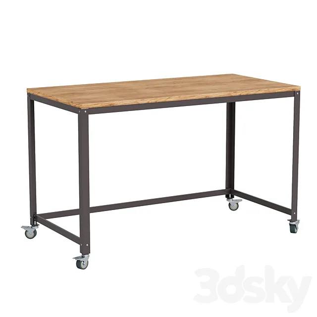 Computer desk on wheels 3D Model