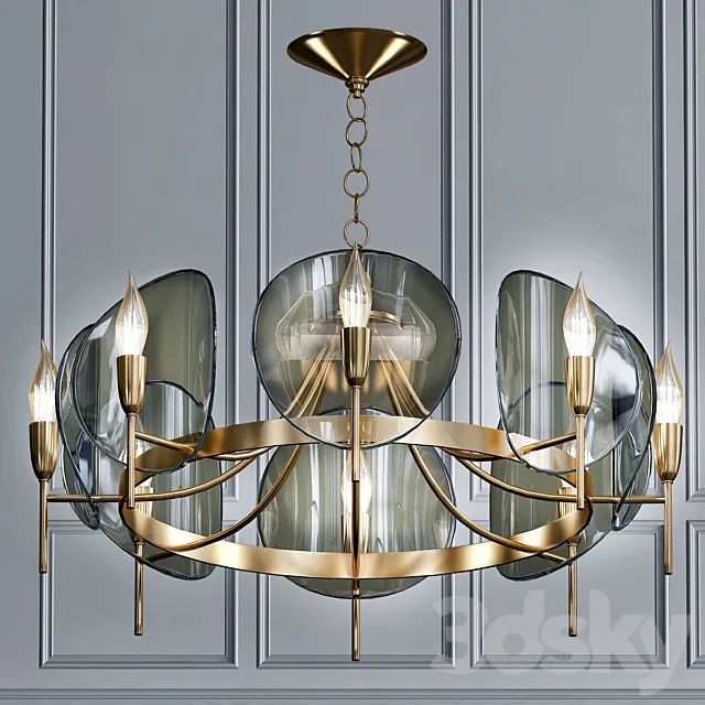 Concave_Smoked_Lucite_Disc_Chandelier 3DModel