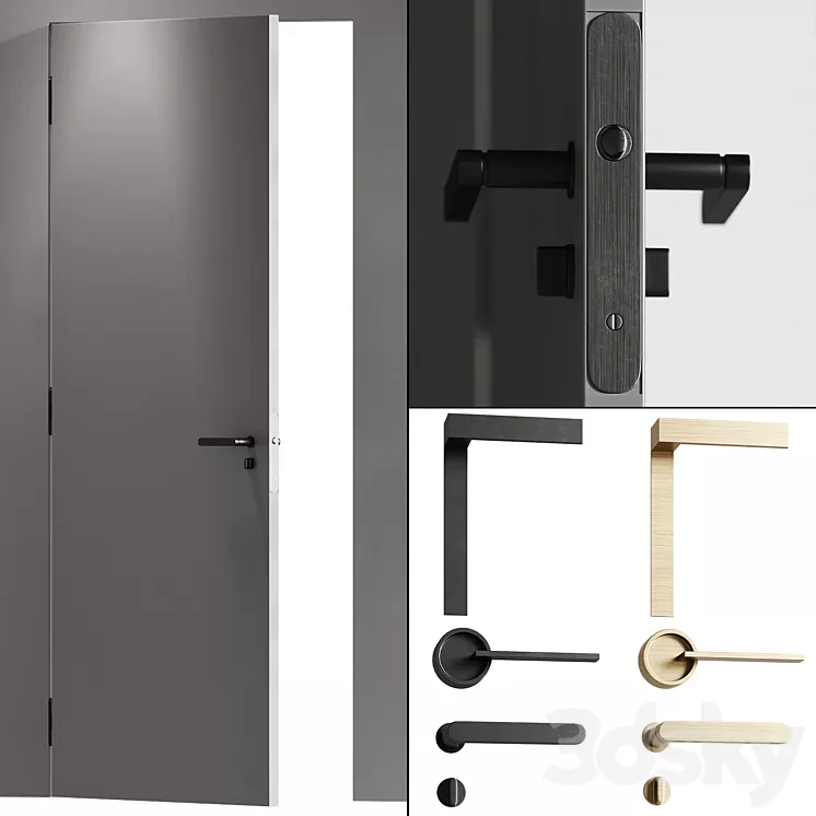 Concealed doors with details 003 3D Model Free