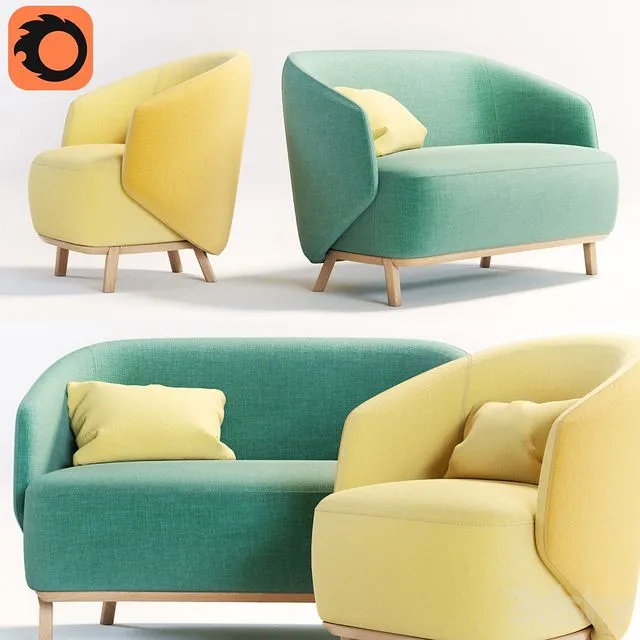 CONCHA Armchair & CONCHA Small sofa 3D Model