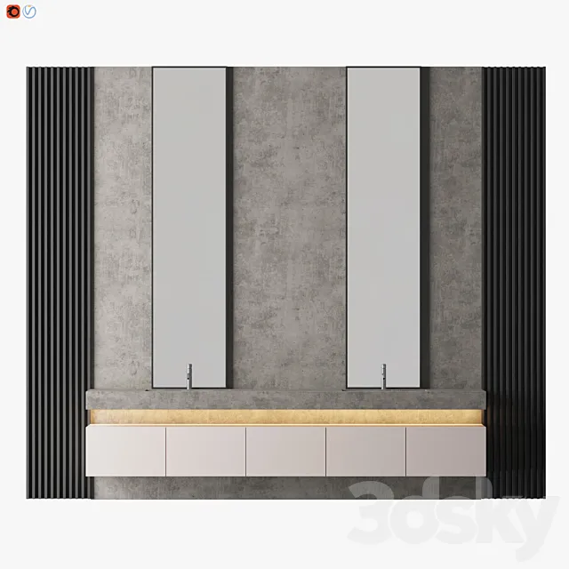 Concrete Bathroom 3D Model