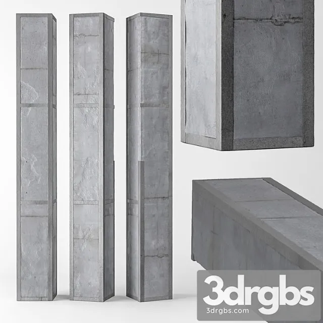 Concrete column with metal bandage 3D Model Free