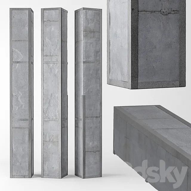 Concrete column with metal bandage 3D Model