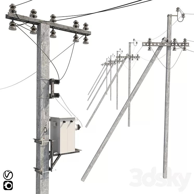 Concrete electricity transmission poles with wires