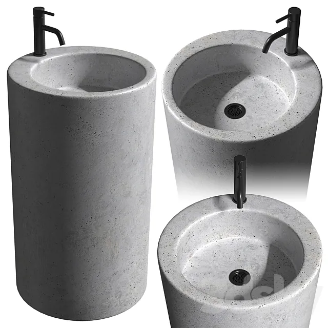 Concrete floor-standing washbasin Tower 3D Model