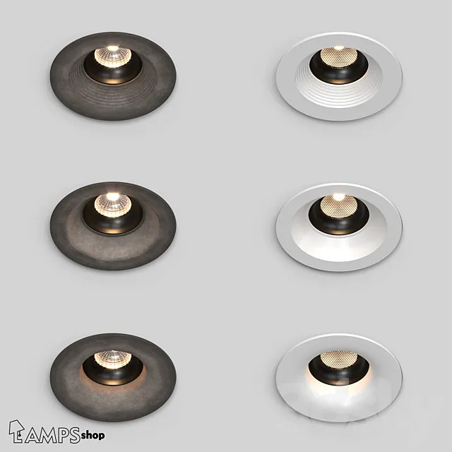 Concrete Recessed Lamps v1 3DModel