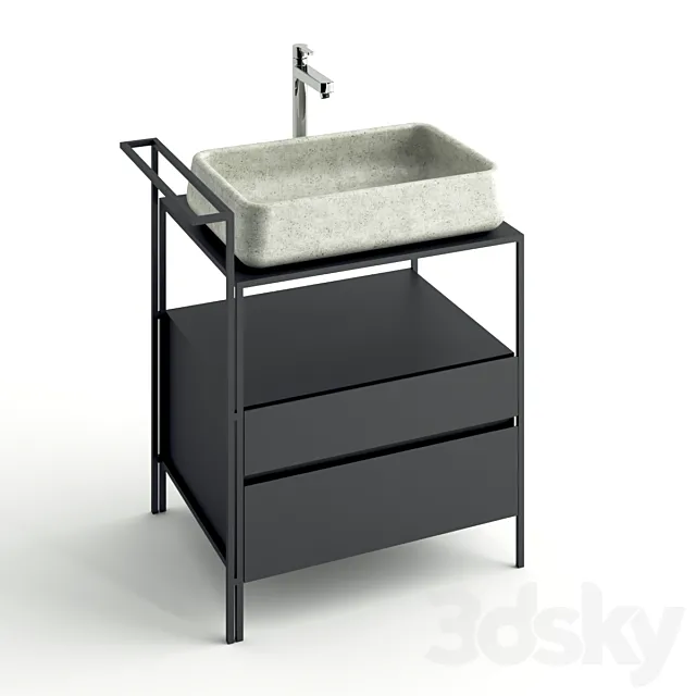 Concrete sink bathroom furniture 3D Model