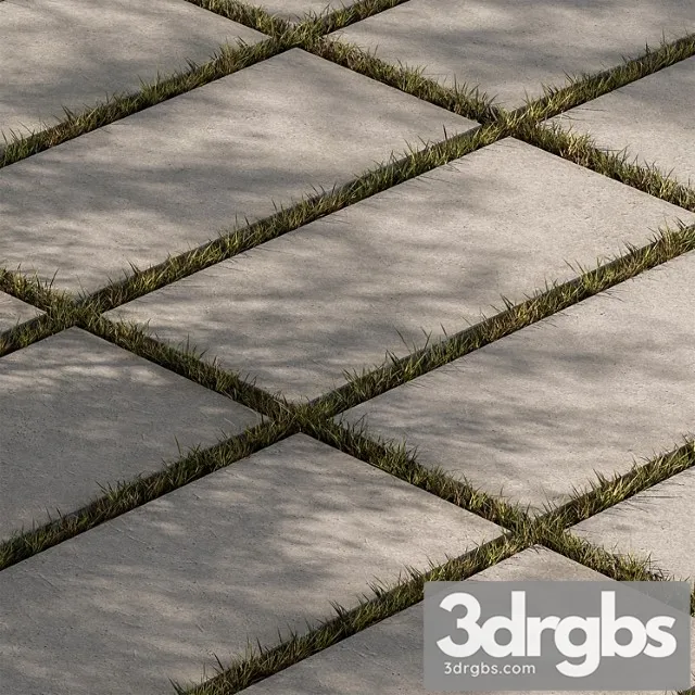 Concrete Slab With Grass Paving 03 3D Model Free