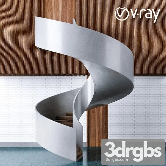 Concrete stair 3D Model Free