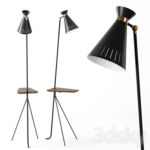 Cone floor lamp with table by Warm Nordic 3D Model