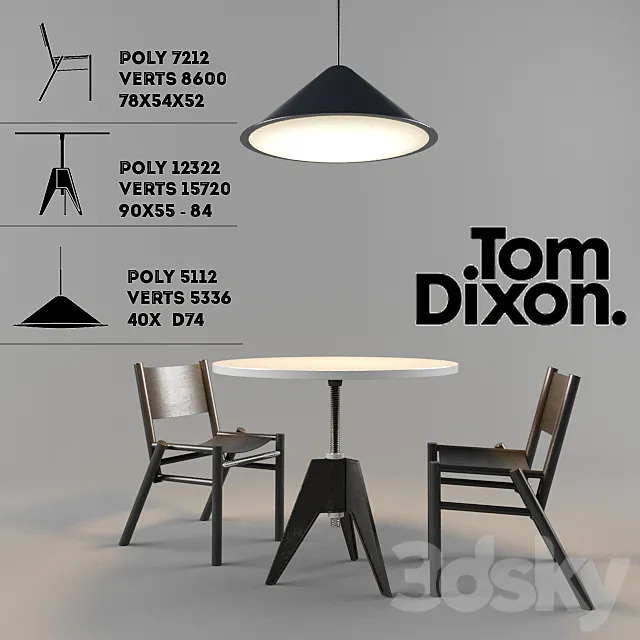 Cone Light. Table Large Screw Peg Chair Black 3DModel