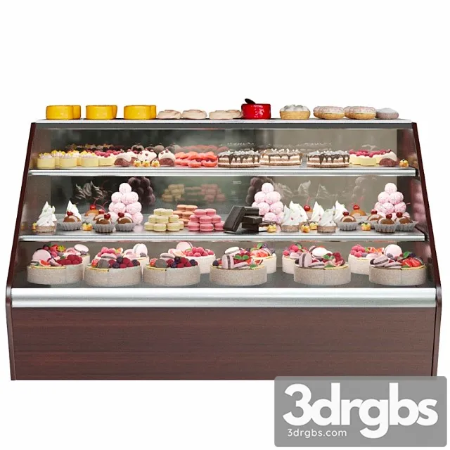Confectionery Refrigerator With Sweets and Desserts Cake 3D Model Free