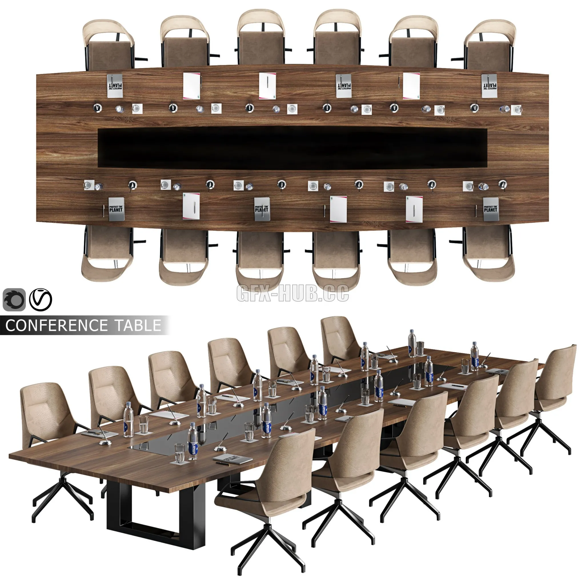 Conference table 04 3D Model