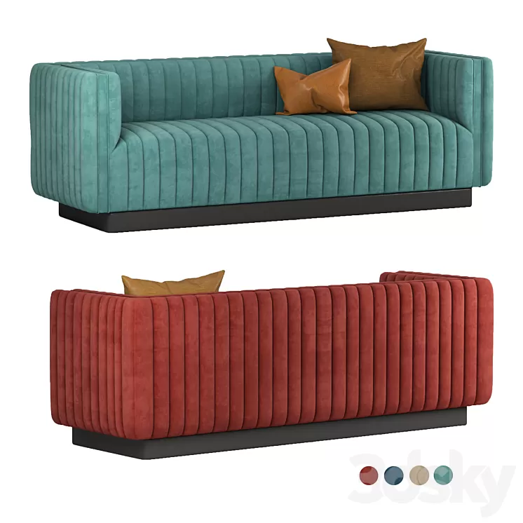 Conjure Tufted Velvet Sofa in Emerald 3D Model