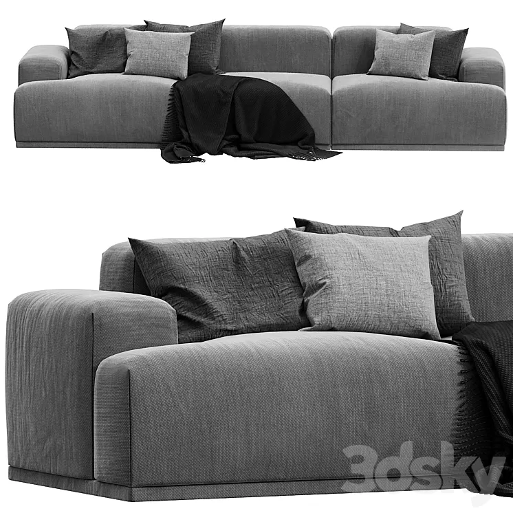 Connect Sofa 3 Seater Fabric Steelcut Trio gray 3D Model Free