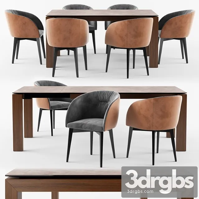 Connubia calligaris sigma dining table Rosie soft armchair 2 3D Model Free