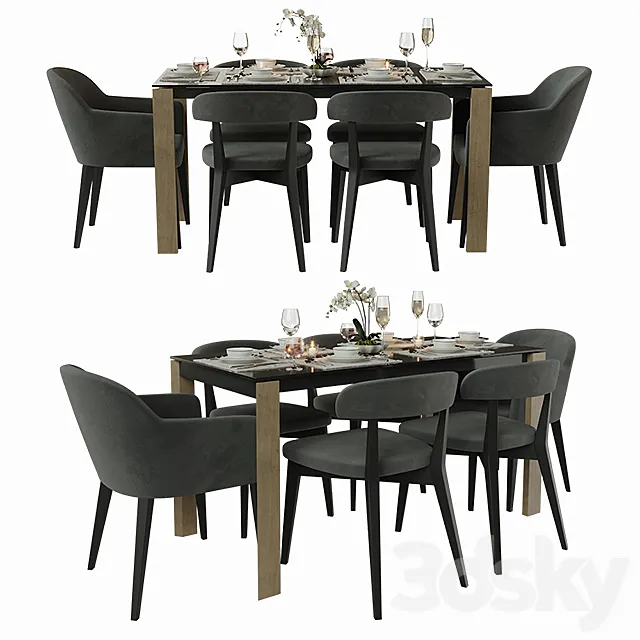 Connubia Calligaris Table with chairs 3D Model