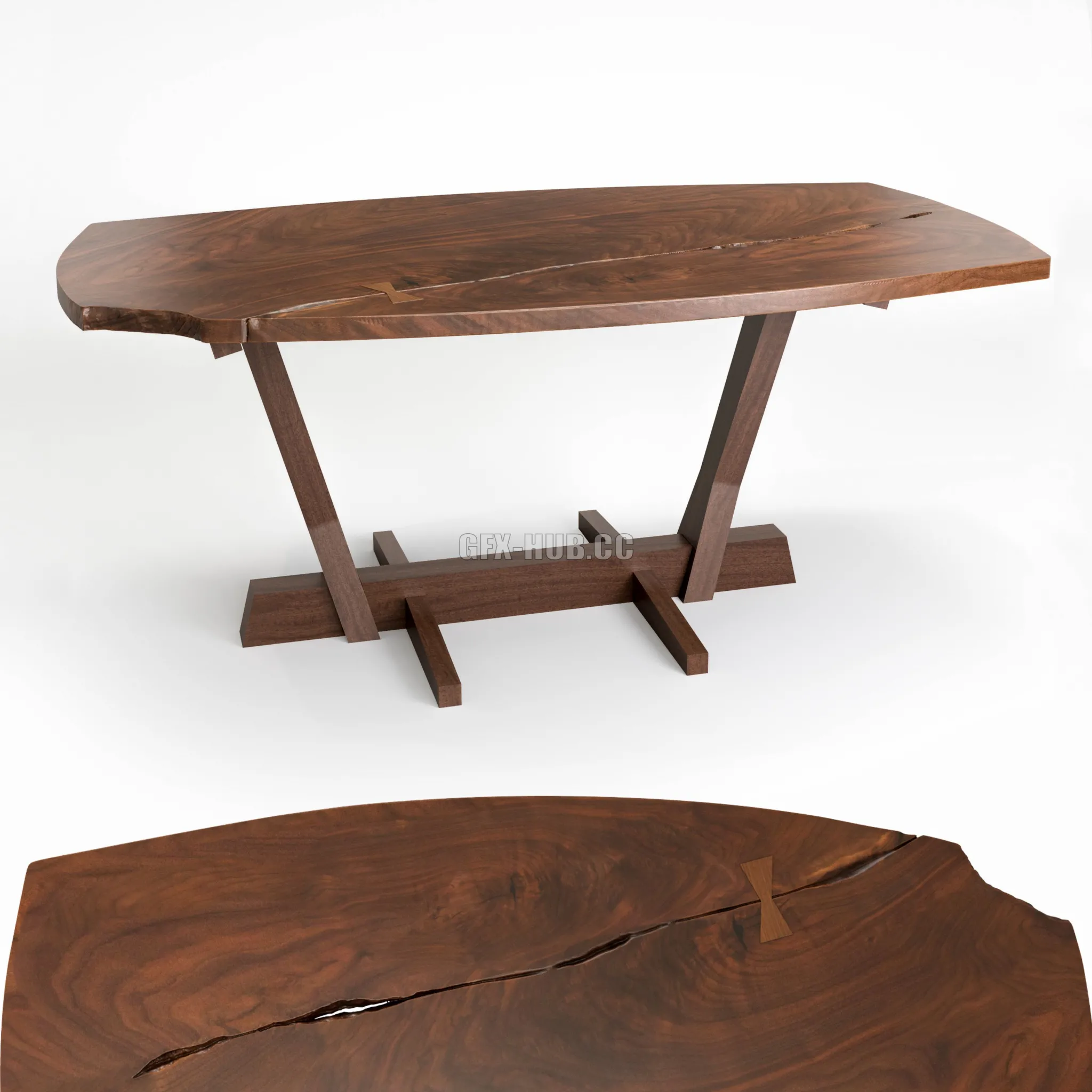 Conoid Dining Table by George Nakashima 3D Model