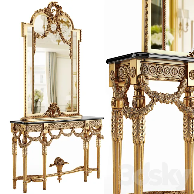 Console and mirror ART. 288 CIN55 by Cappellini Intagli 3D Model