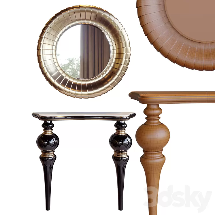 Console and round mirror 3D Model