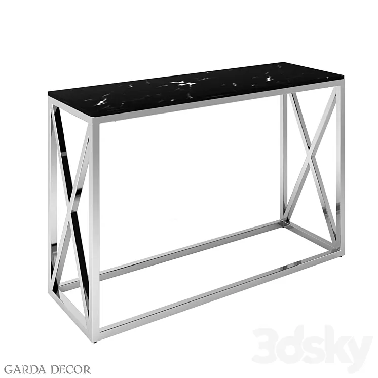 CONSOLE ARTIFICIAL BLACK MARBLE / MAT.CHROME 47ED-CST023 Garda Decor 3D Model