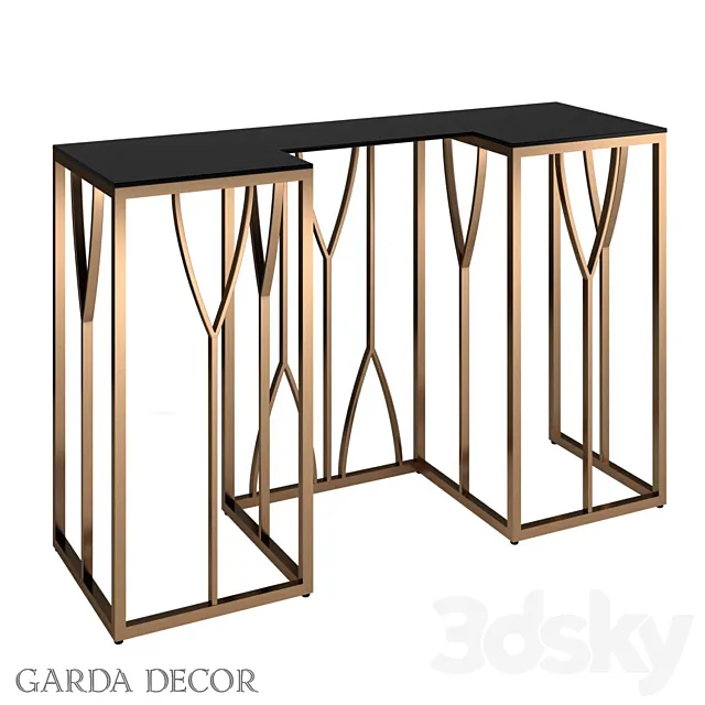 CONSOLE BLACK GLASS _ GOLD 13RXC3102-GOLD Garda Decor 3DModel