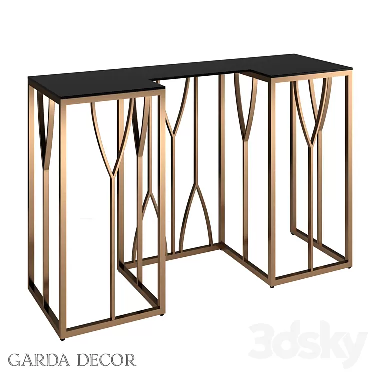 CONSOLE BLACK GLASS / GOLD 13RXC3102-GOLD Garda Decor 3D Model