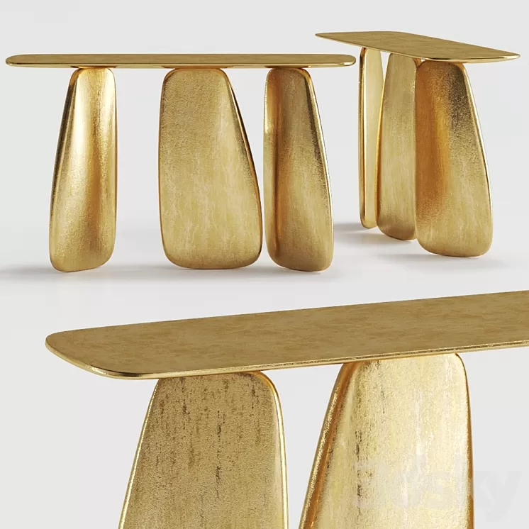 Console Table Brabbu Ardara Gold Leaf 3D Model
