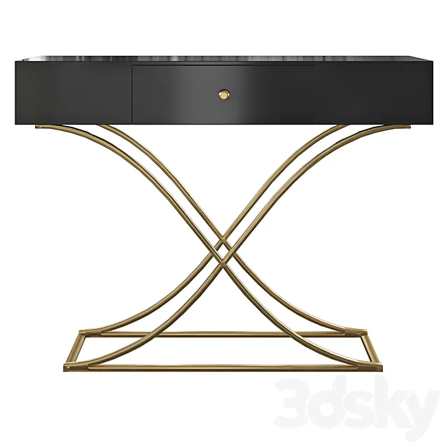 Console Table with Drawer Entryway Table Contemporary for Hallway X Gold Base 3D Model