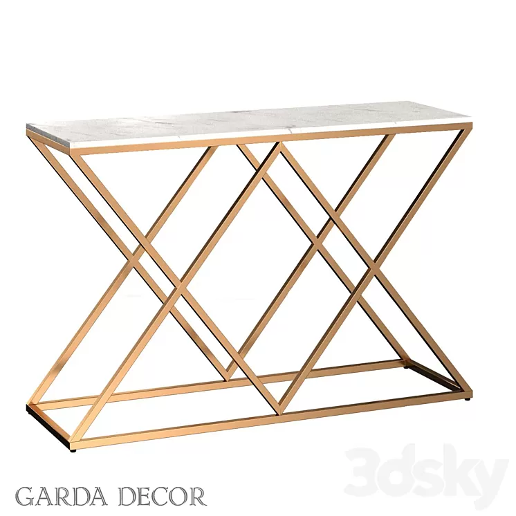 CONSOLE WHITE ARTIFICIAL MARBLE / MAT.GOLD 47ED-CST026GOLD Garda Decor 3D Model