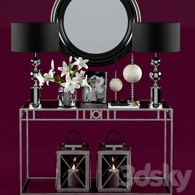 Console with decor 3D Model