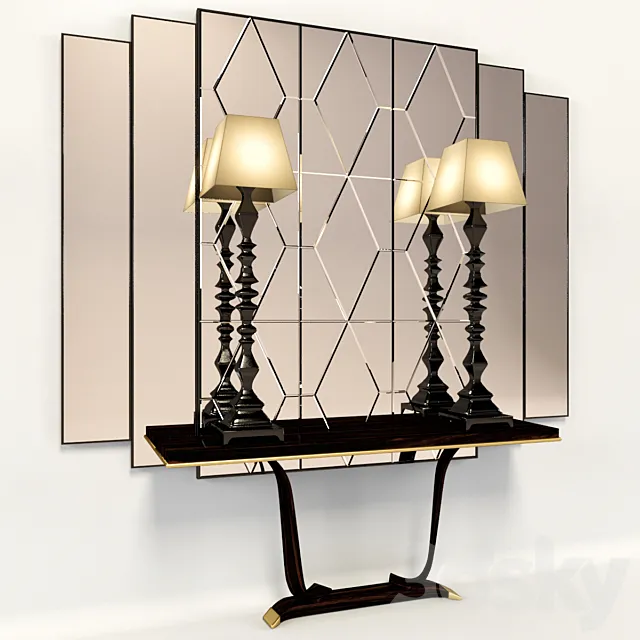 Console with mirror and lamps Transition by CASALI 3D Model