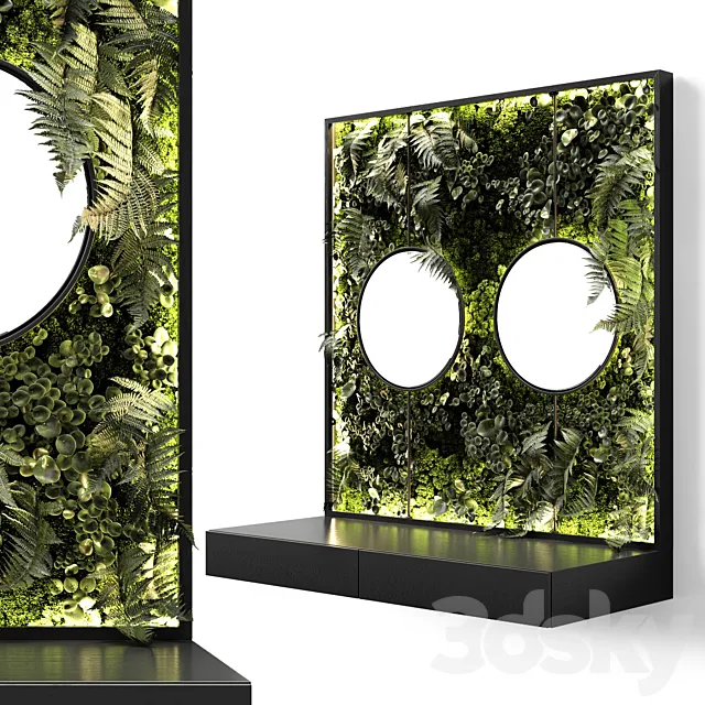Console with mirrors and vertical garden 3D Model