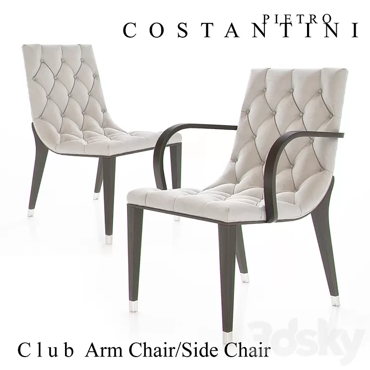 Constantini Pietro Club Armchair and Sidechair 3D Model