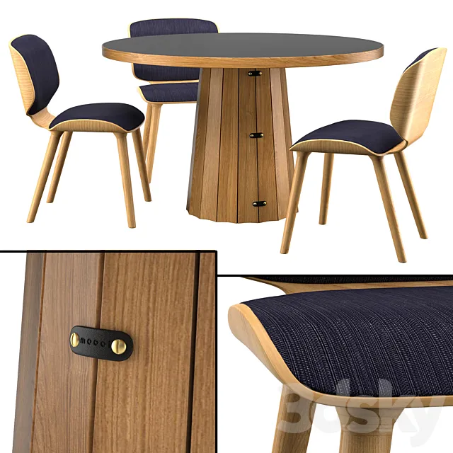 Container Table Bodhi with Linoak Top 3DModel