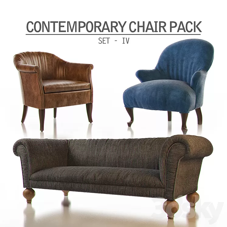 Contemporary Chair Pack - Set IV 3D Model