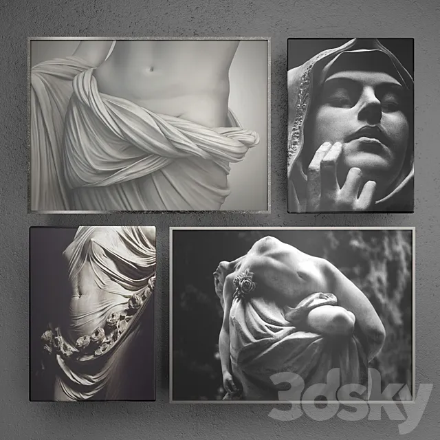 Contemporary collection of photographs of antique sculptures 2 3D Model