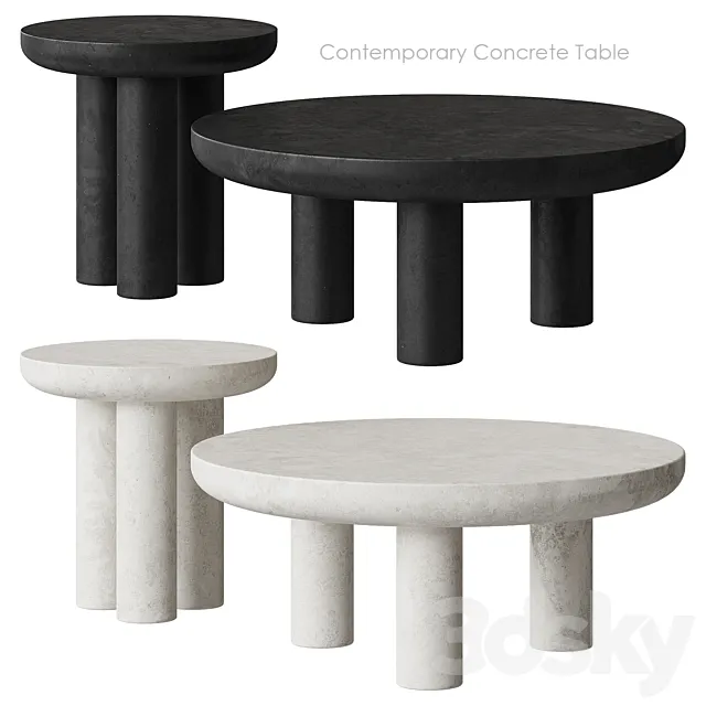 Contemporary Concrete coffee table West Elm 3DModel
