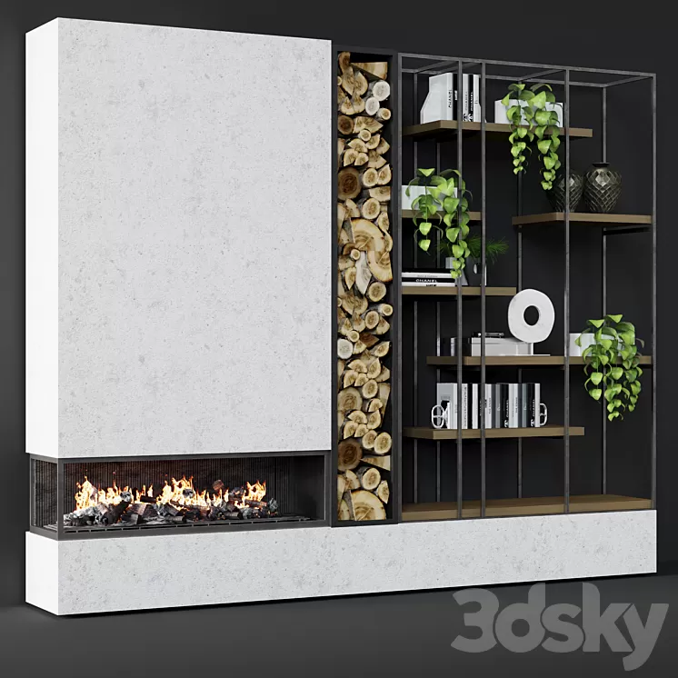 Contemporary fireplace 25 3D Model