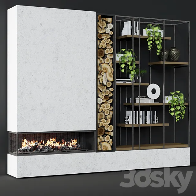 Contemporary fireplace 25 3D Model