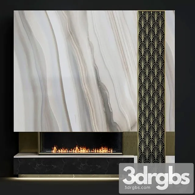 Contemporary fireplace 37 3D Model Free