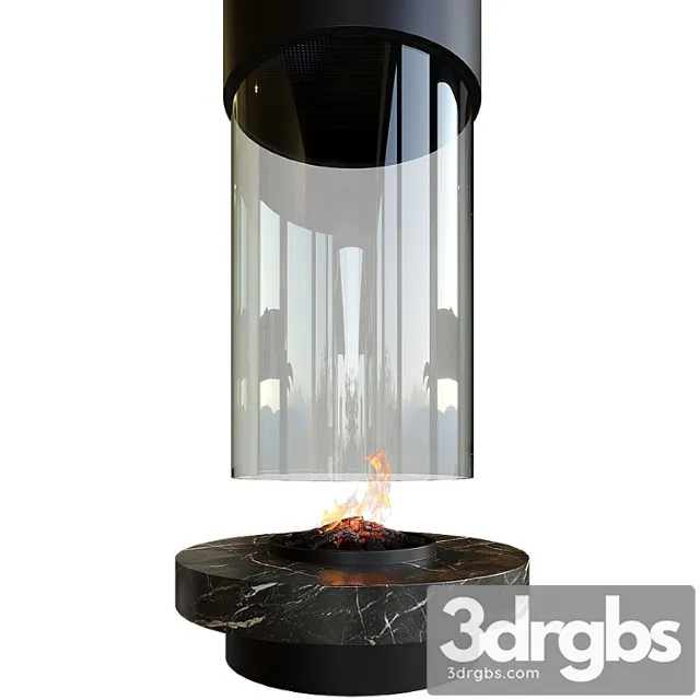 Contemporary fireplace (round) 3D Model Free